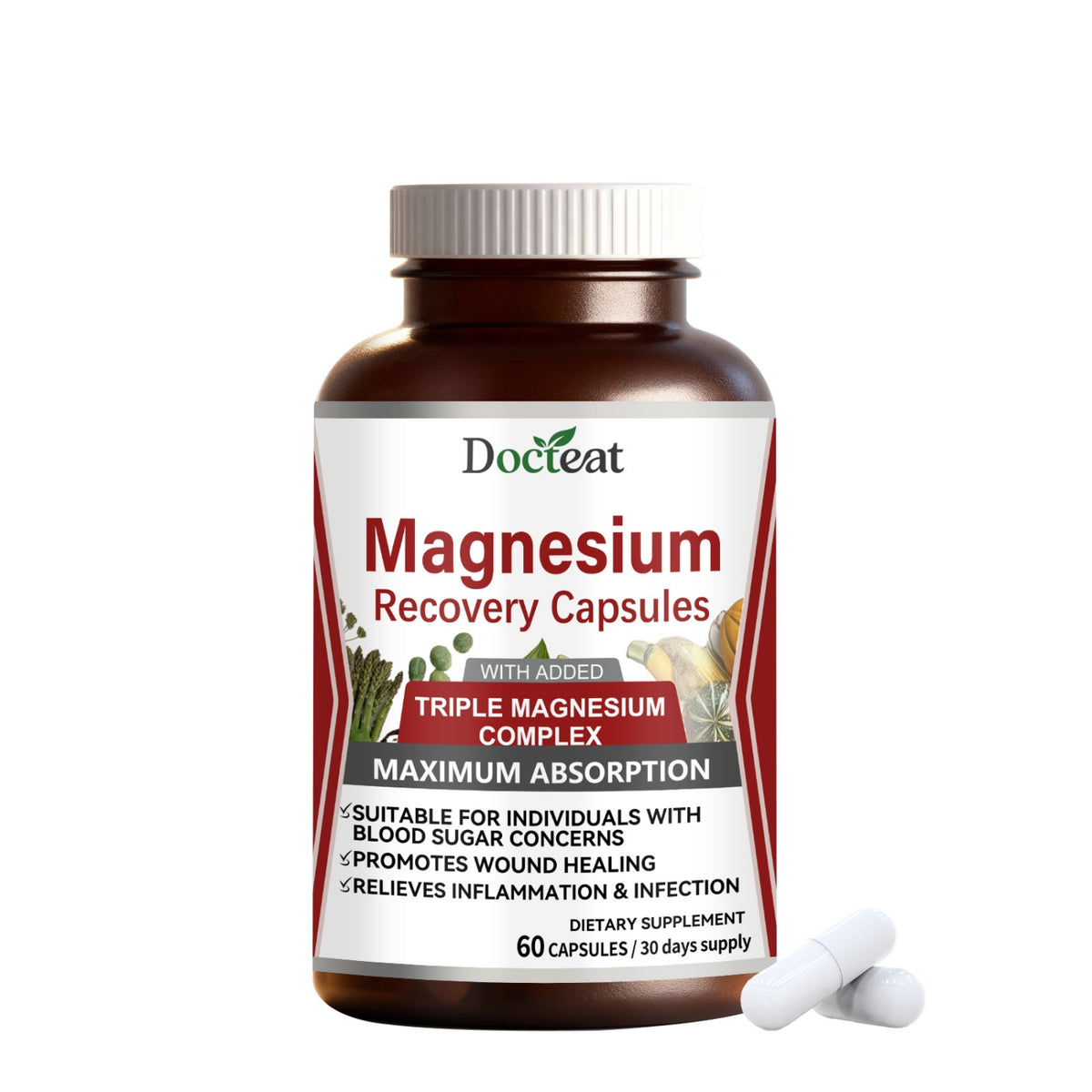 Magnesium Supplement Capsules - Magnesium Malate Citrate & More, 60 Softgels