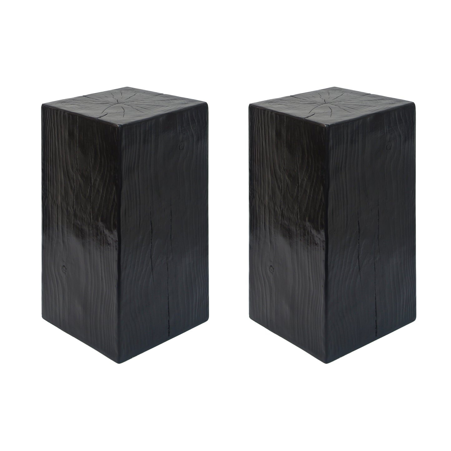Wood-Look Square-Column MGO End Table, H27.75 ,Wood-Like Distressed