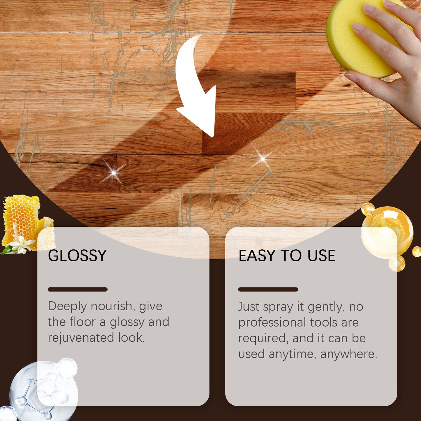 Wood Floor Care Wax - Polishing, Brightening & Maintenance for Hardwood Floors 100g