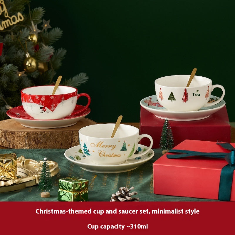 Gift Box Tea Set with Ceramic Teapot & Cups - Gold Plated Snowflake Design, Christmas Gift