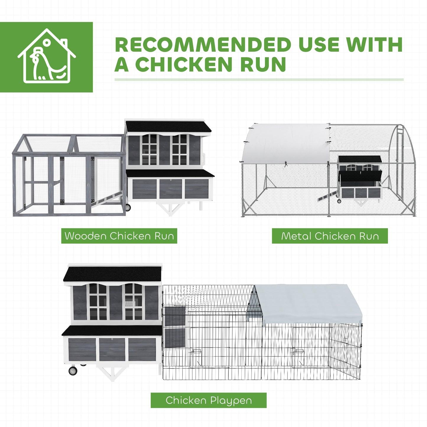 43-Inch Mobile Chicken Coop with Nesting Box and Perches, Gray