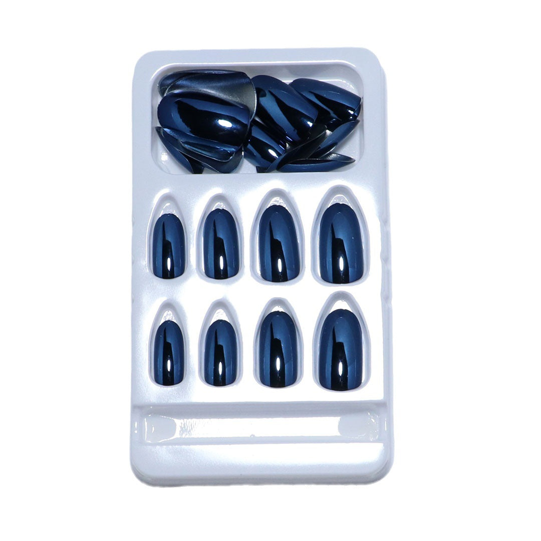 Blue Fake Nail Set with Starry Sky Pattern - Removable & Wearable, 24 Pieces