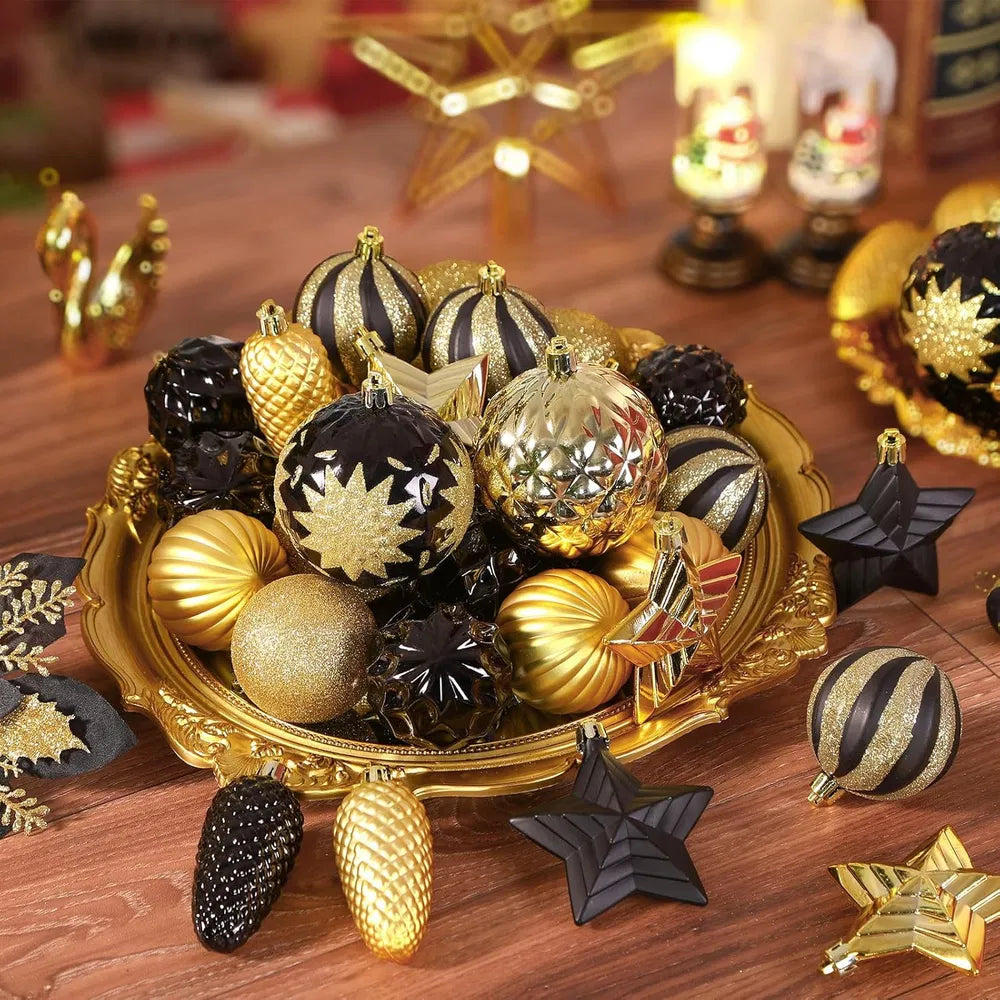 128pcs Christmas Ornament Balls Set - Shatterproof Baubles & Tree Topper
