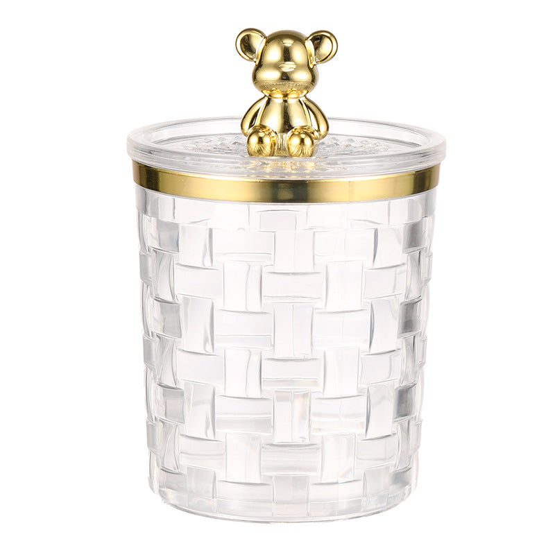Makeup Storage Cup - Transparent Gray Crystal Style, 8.5x7.3cm, Pack of 1