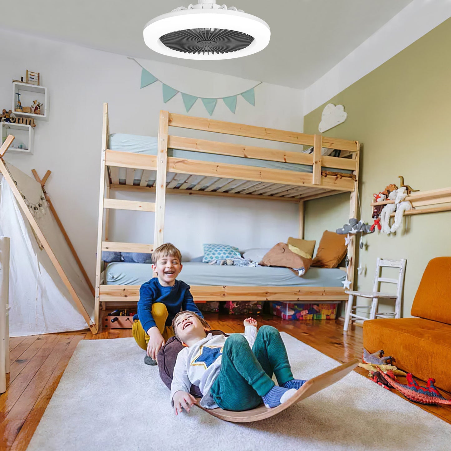 LED Ceiling Fan with Dimmable Lights Remote Control 9.44in E27 Socket