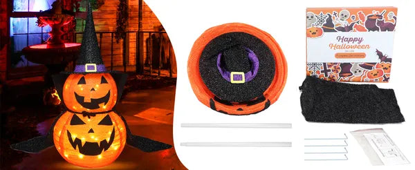 3FT Halloween Pumpkin Decoration with 50 LED Lights - Indoor/Outdoor