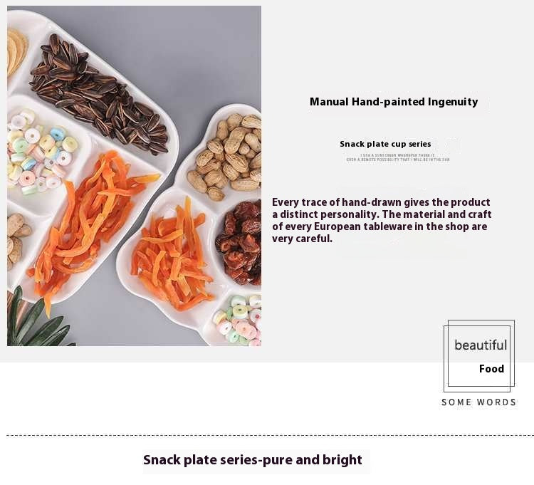 Square Porcelain Snack Plate Set - European Style Creative Kitchen Dish