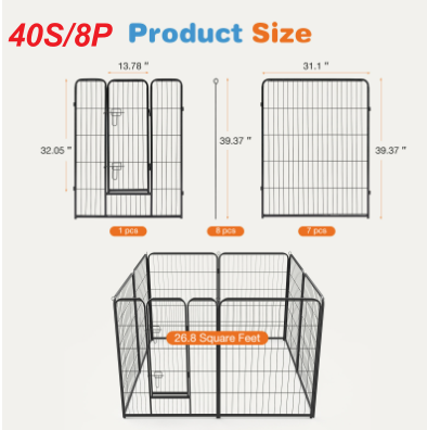 Indoor Outdoor Metal Dog Playpen Fence with Door - Multiple Sizes & Configurations