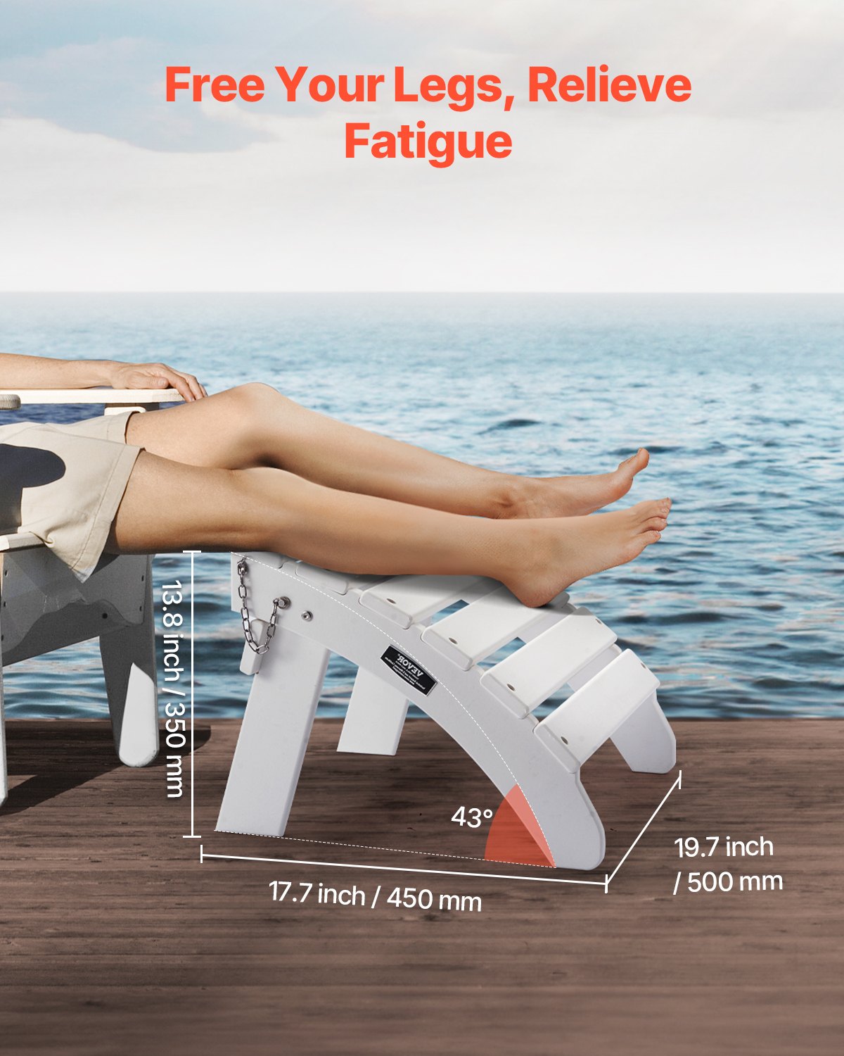 Outdoor Adirondack Ottoman Foldable Patio Footrest - White