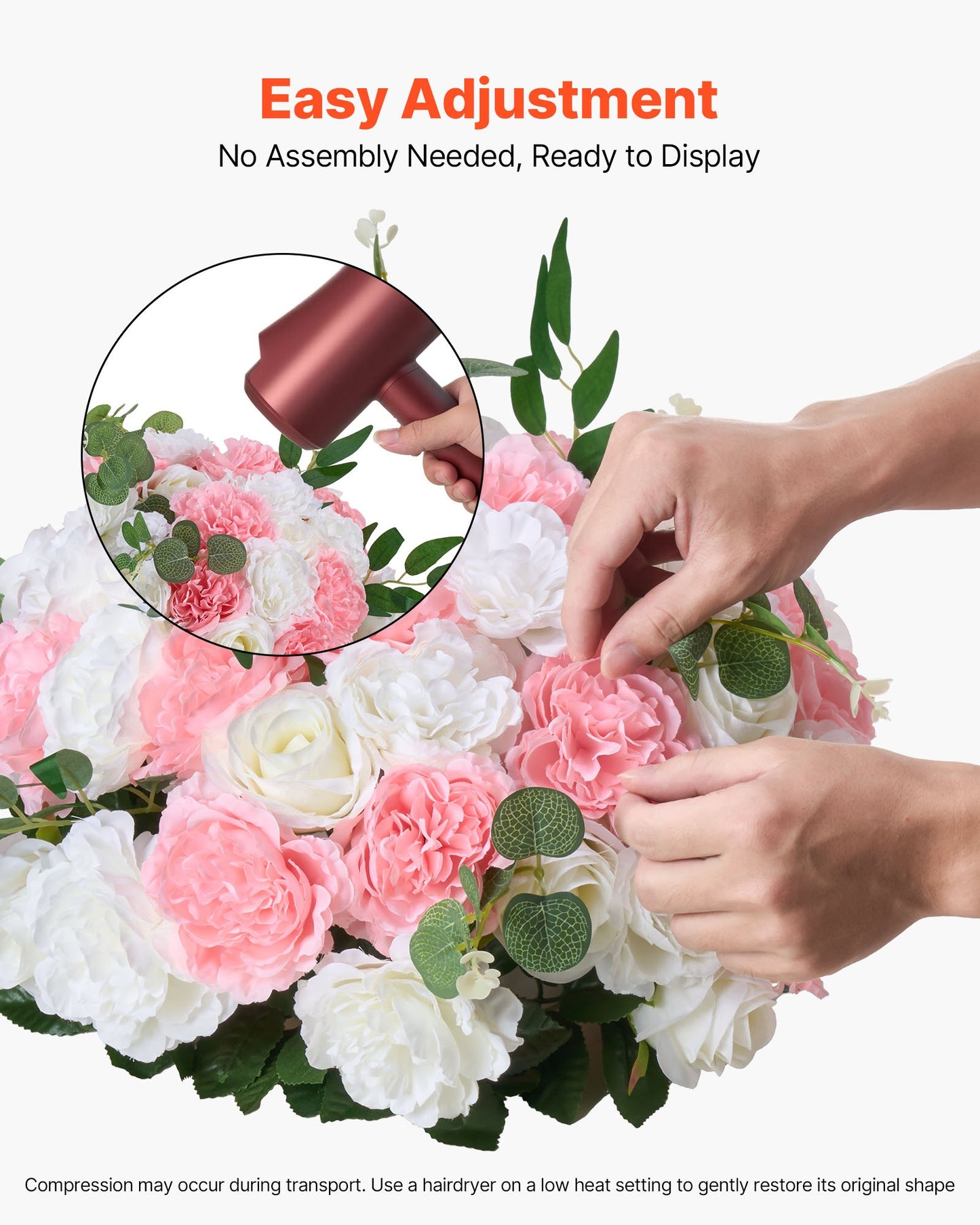 Pink and White Faux Flower Balls for Wedding Centerpieces - 10pcs