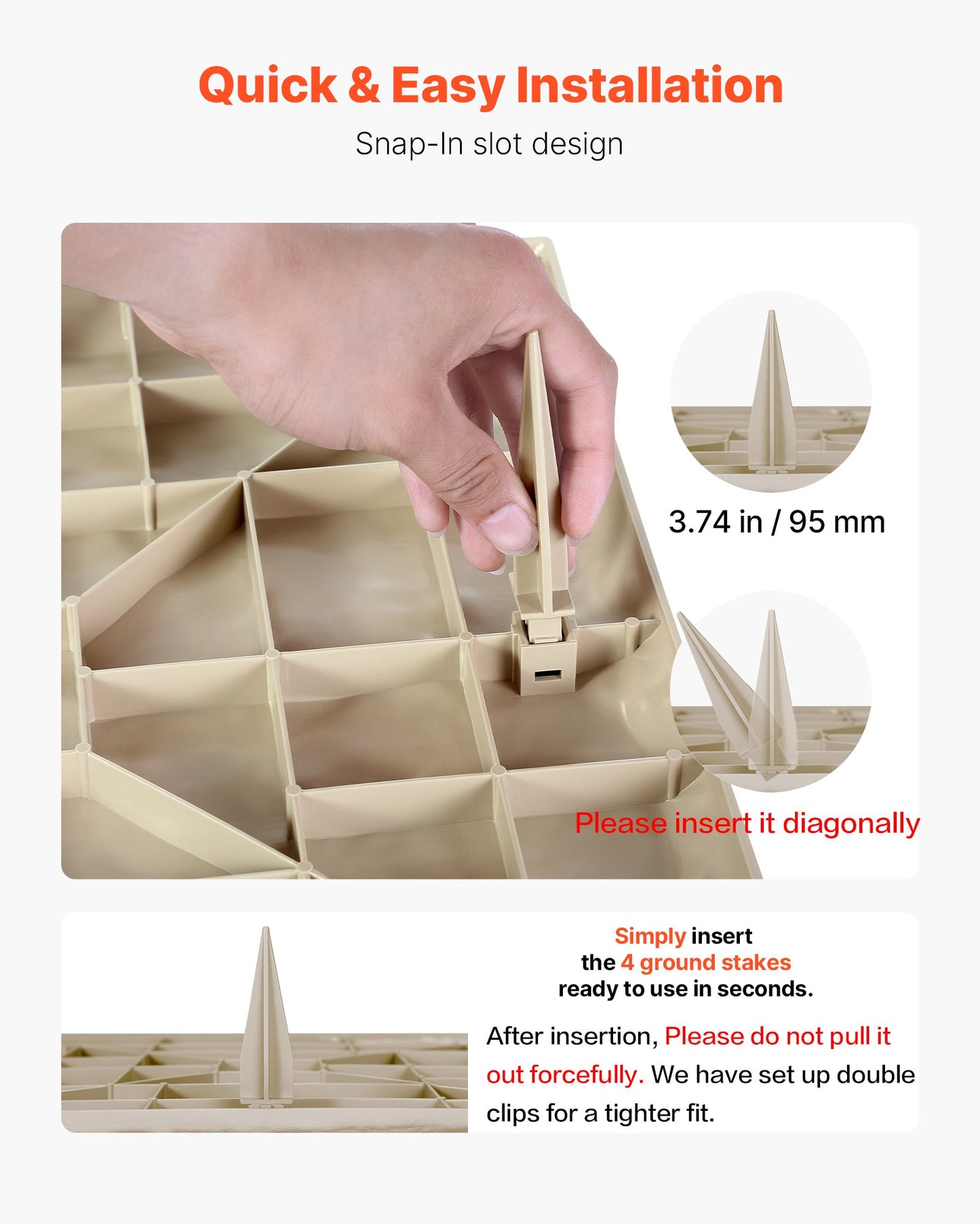 Weather-Resistant Garden Stepping Stones with Stakes - 8 Pack 15.5x15.5 Inches Beige