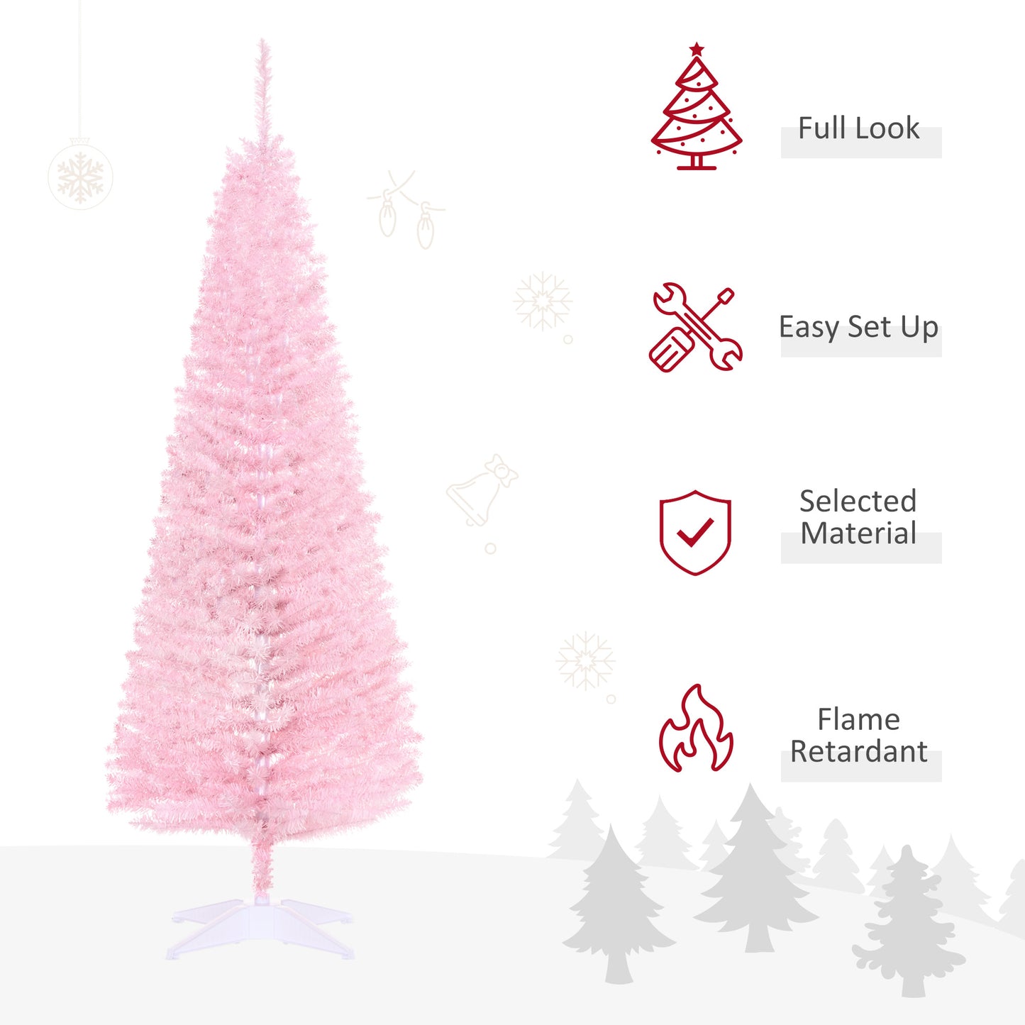 5' Slim Pink Artificial Christmas Tree with 294 Branch Tips