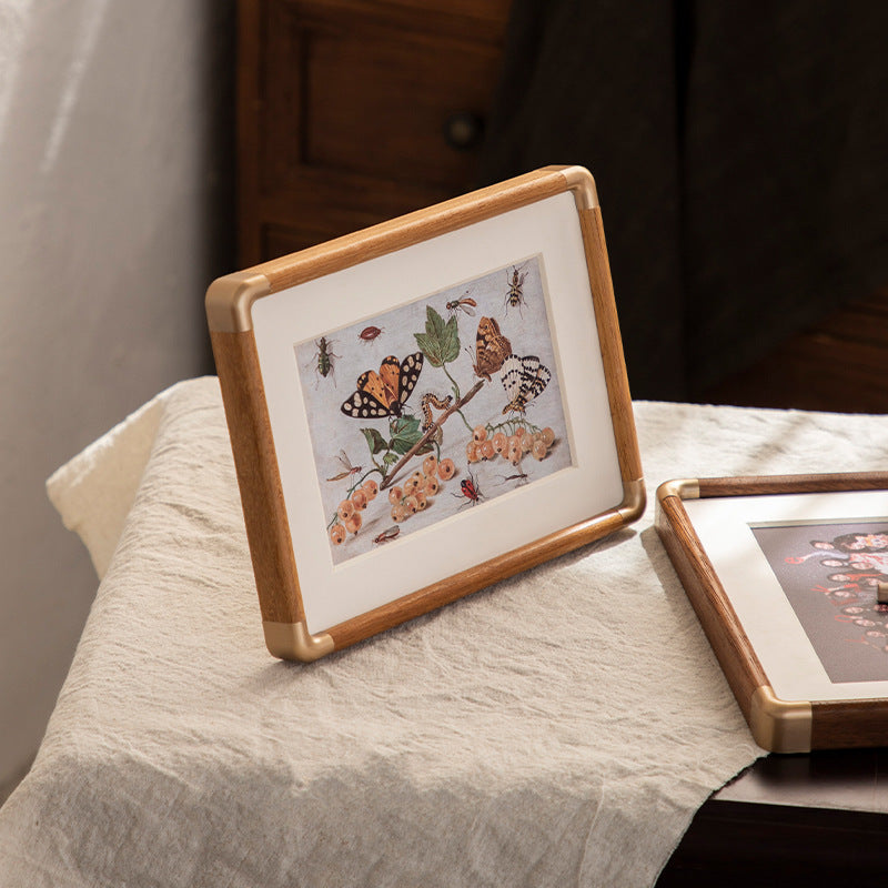 Solid Wood Photo Frame for Family Portraits Wall Decor Walnut Finish