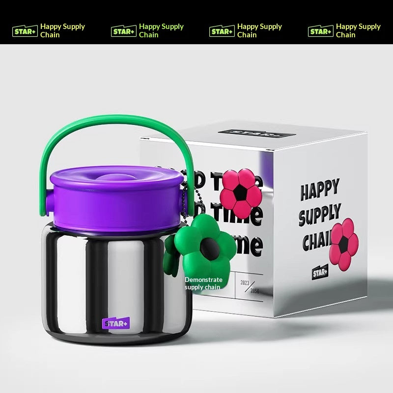Portable Stainless Steel Lunch Box with Lid for Students and Office
