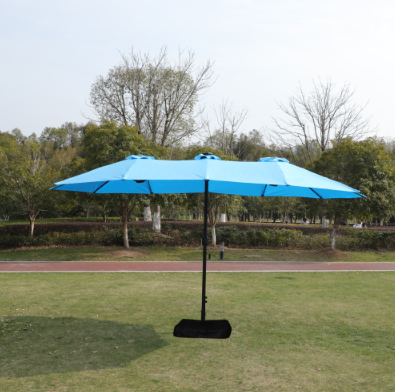 15x9ft Double-Sided Rectangular Patio Market Umbrella - Blue