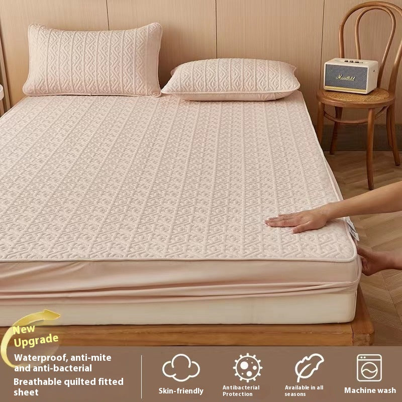 Quilted Fitted Bed Sheet with Antibacterial Fiber - Thick & Durable, 100x200cm