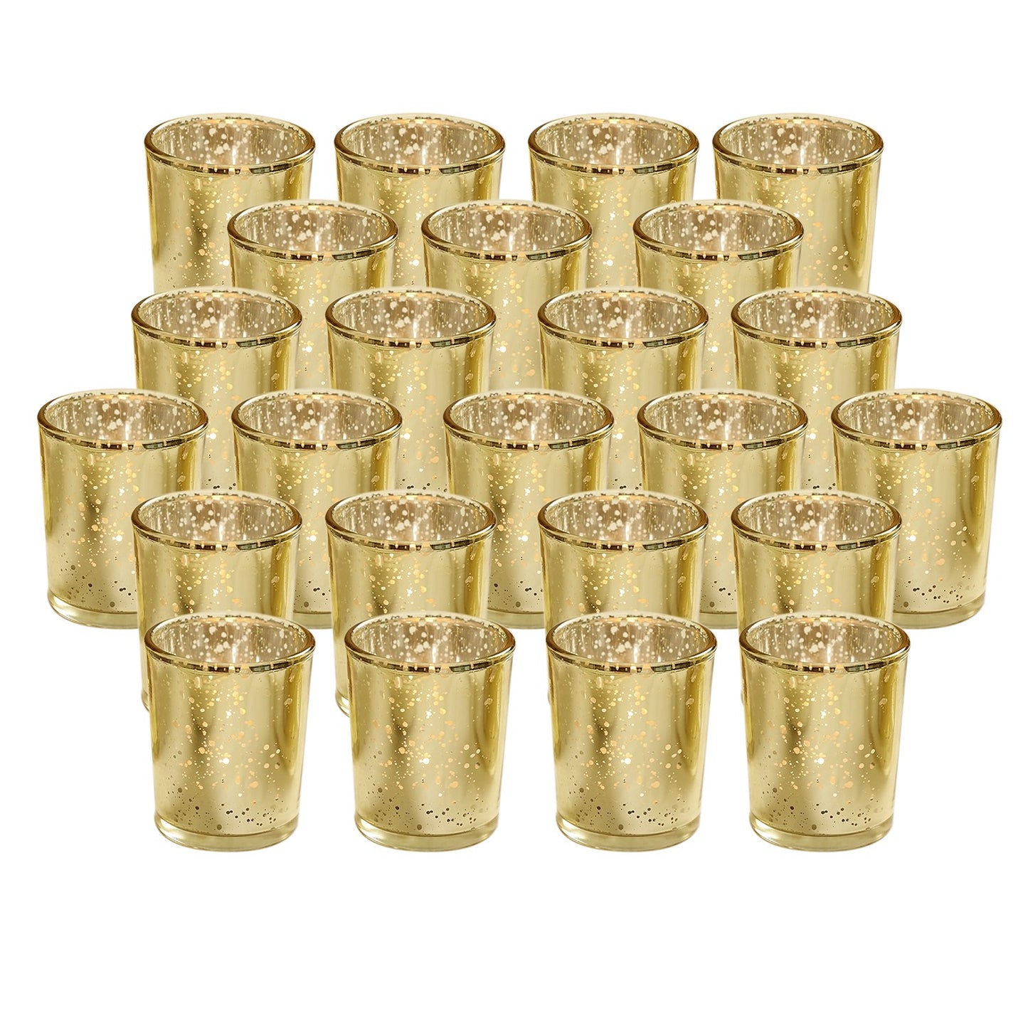 24Pcs Gold Mercury Glass Votive Candle Holders Set