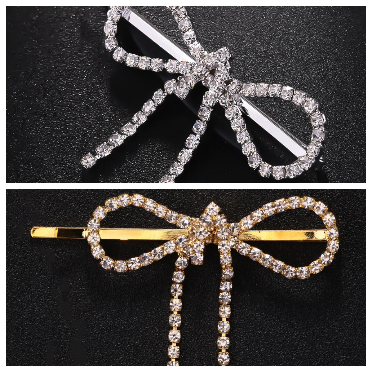 Bow Hair Clips for Women Girls - Cropped Hair Barrettes with Rhinestones