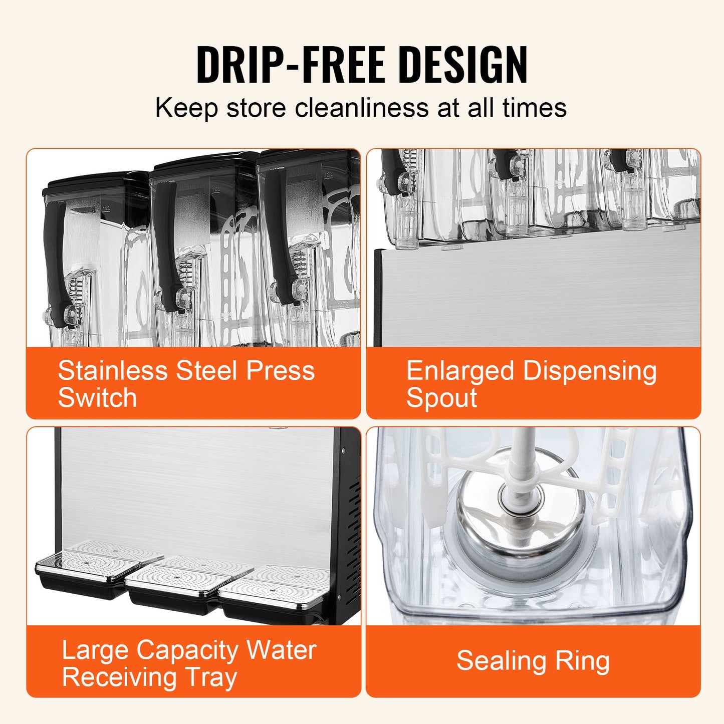 12L Commercial Beverage Dispenser with 3 Tanks, Food-Grade Stainless Steel, Silver