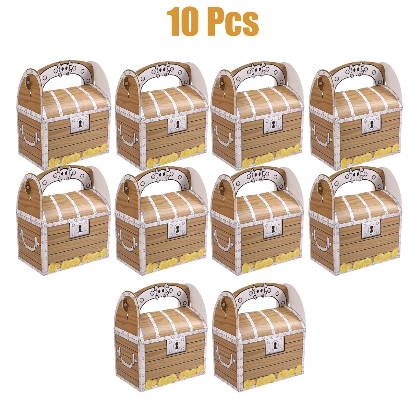 10 Pirate Theme Treasure Gift Boxes - Party Supplies