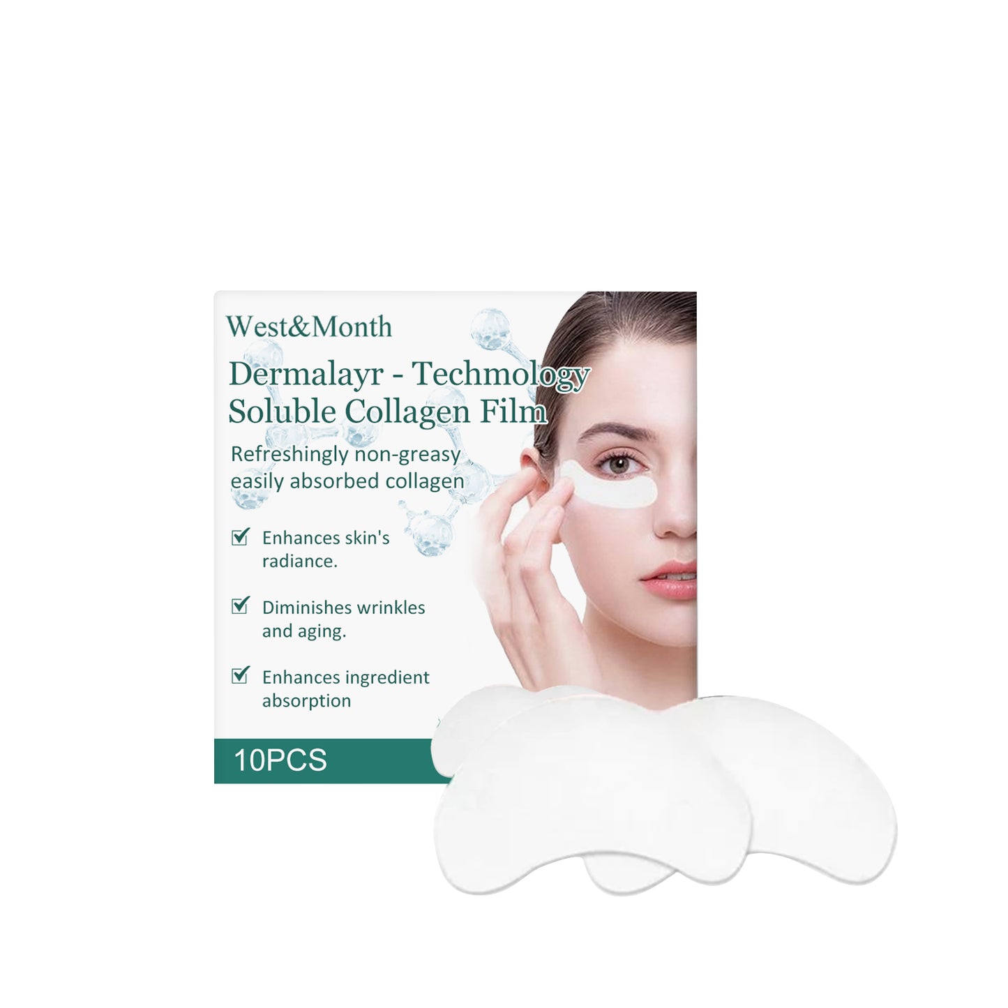 Soluble Collagen Film Anti-Aging Facial Patch for Skin Tightening - 10pcs