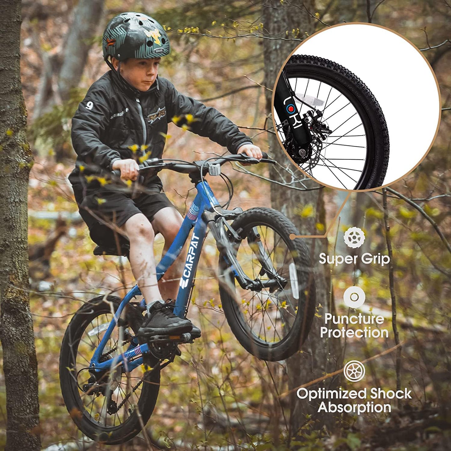 20 Inch Kids' Mountain Bike - 7 Speed, Front Suspension, Blue
