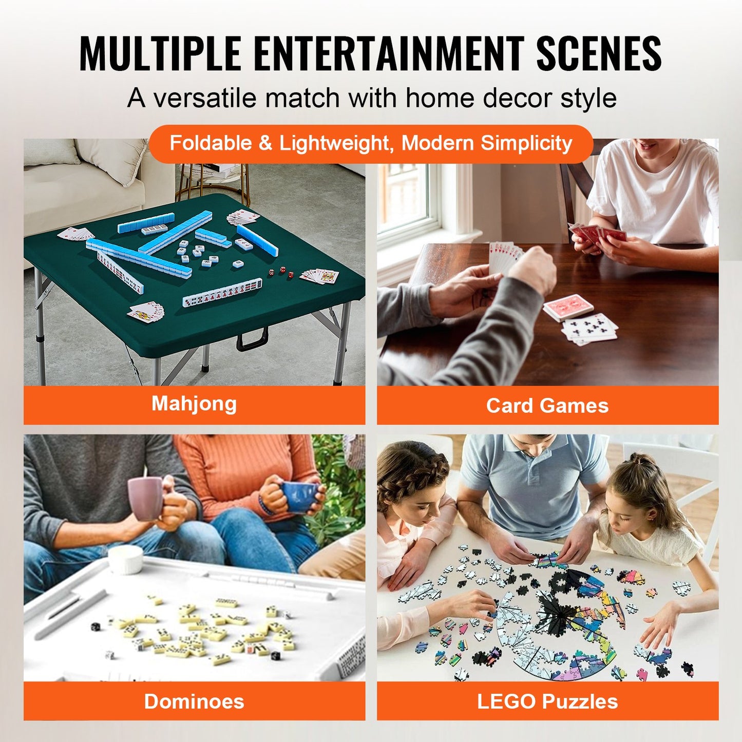 Foldable 4 Player Card Table - Portable & Wear-Resistant