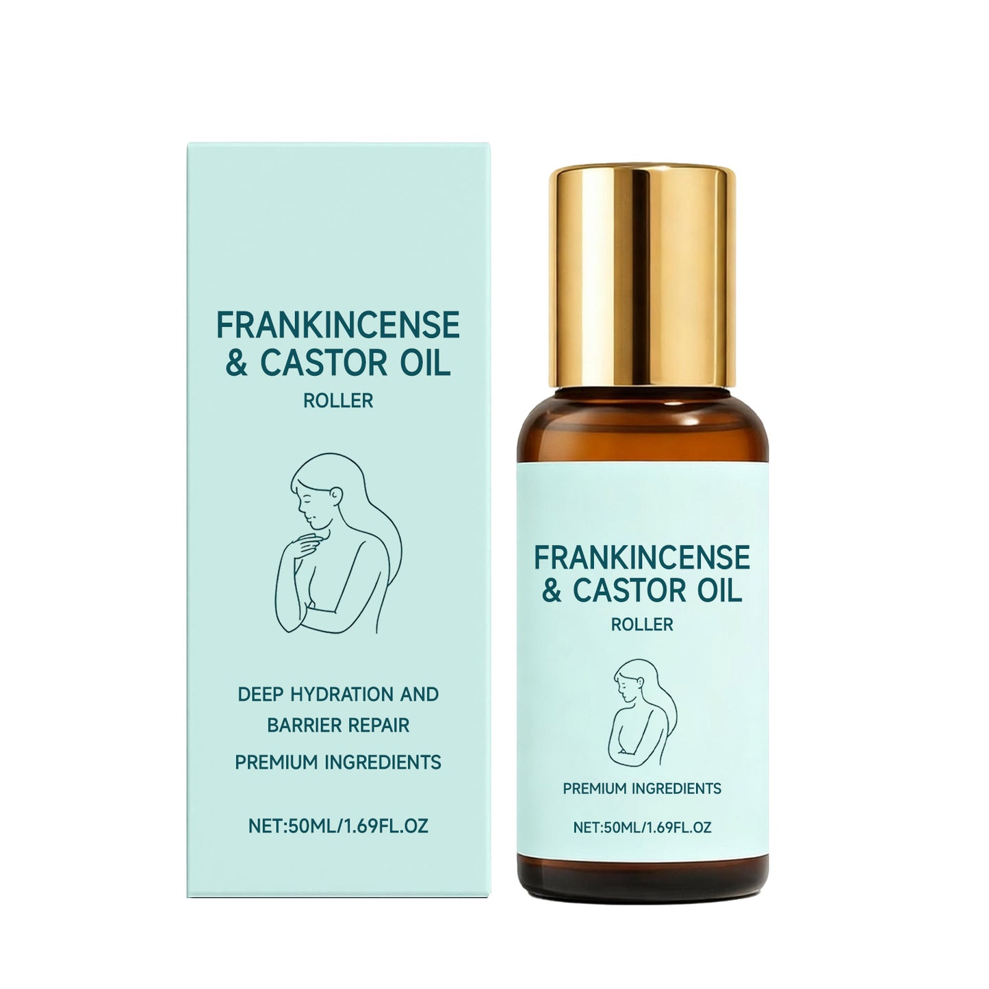 Castor Oil Moisturizing Roll-On for Skin Hydration 50ml - All Skin Types