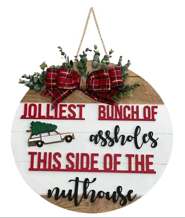 Wooden Front Door Sign Christmas Decorations Garland - Festive Holiday Home Decor