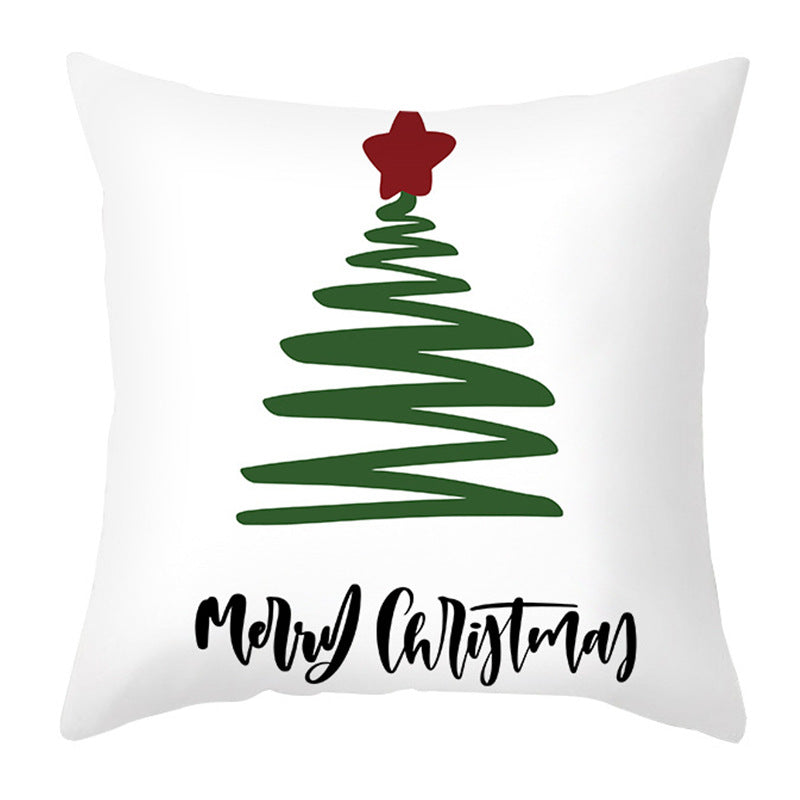 Christmas Pillow Cover Cartoon Letter Print Cushion Cover for Sofa & Office