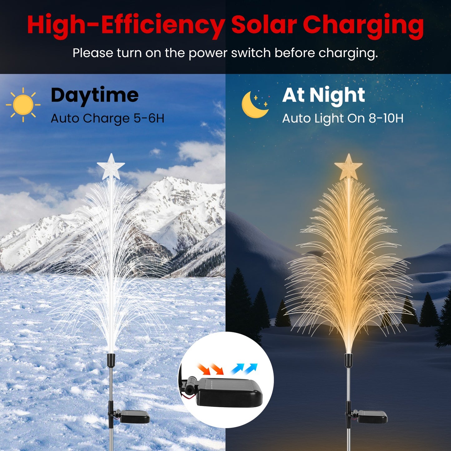 7 Color Changing Solar Christmas Tree Lights with Star Topper
