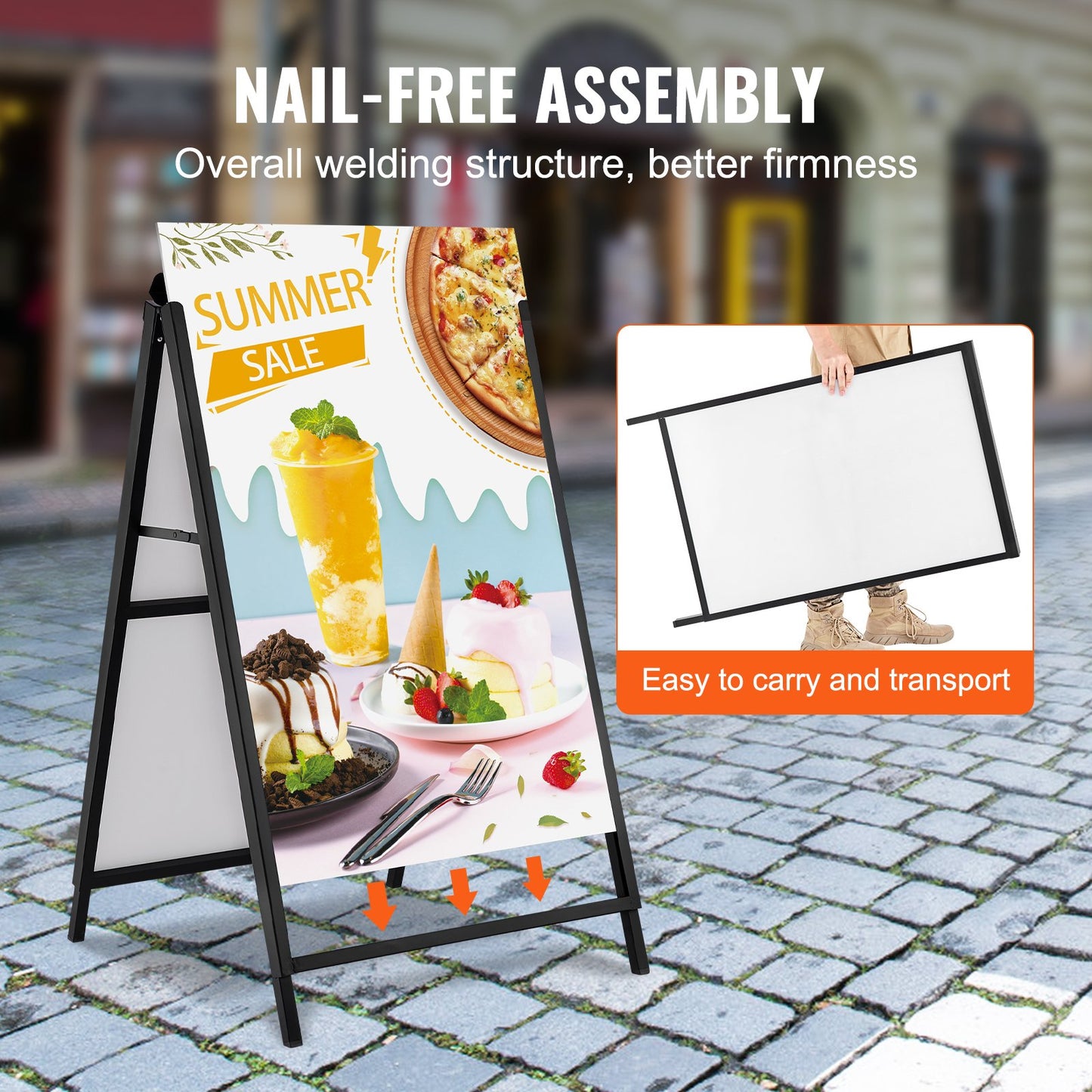 A-Frame Sidewalk Sign - 24x36 Inch Heavy Duty Steel Display