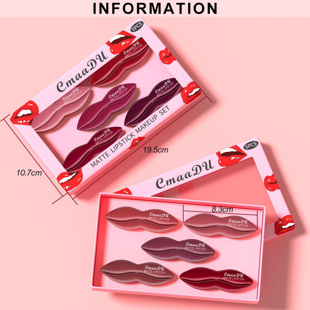 Matte Lipstick Set - Versatile & Easy to Apply, 5-Piece
