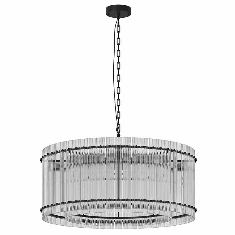 37-Inch Modern Round Chandelier - 2-Tier Water Ripple Crystal