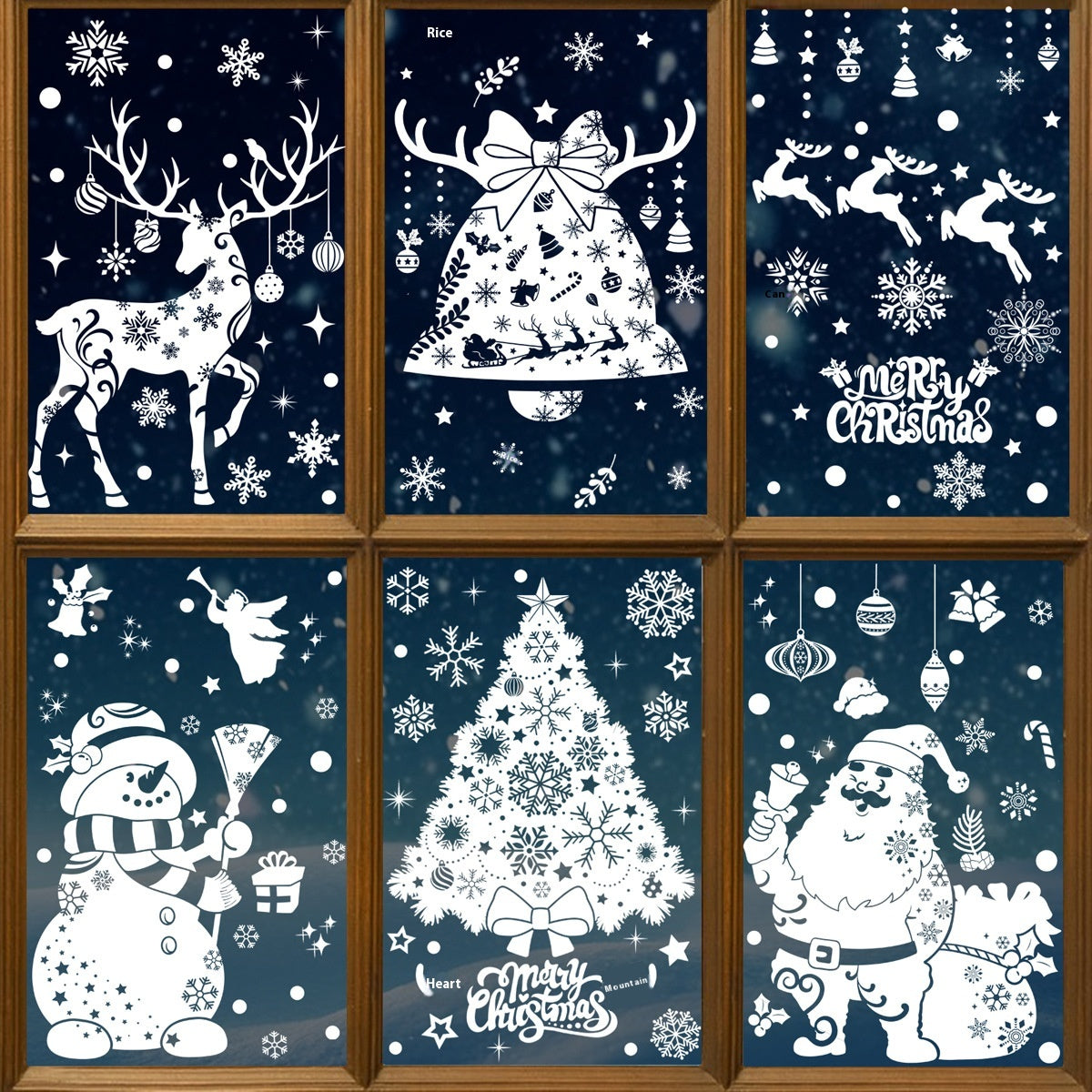 Christmas Window Stickers - Snowman Deer Sled & Holiday Decor Sets