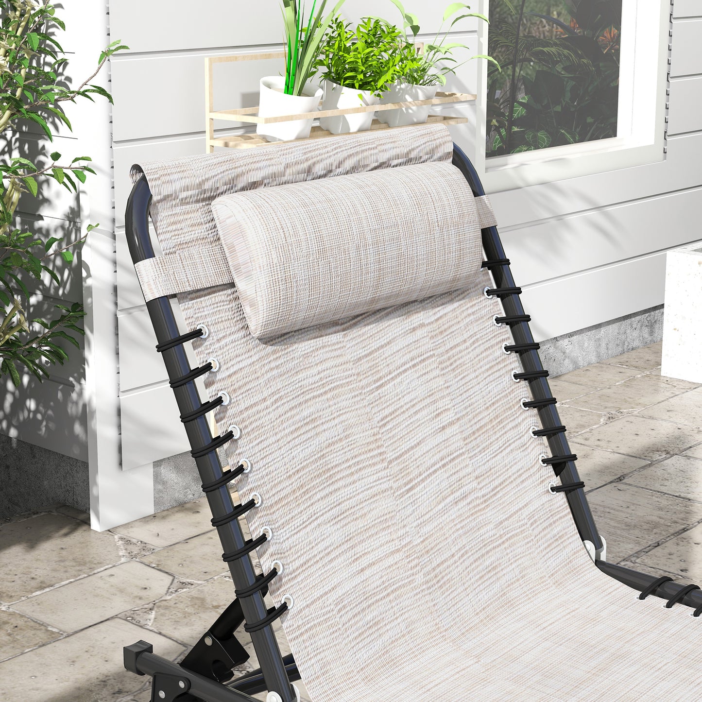 2 Folding Chaise Lounge Pool Chairs - 4-Position Recline, Dark Blue