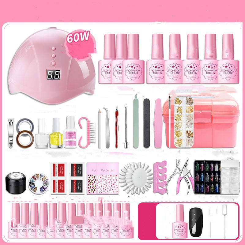Nail Polish & Manicure Set with UV Light & Tools for Beginners, Home Use