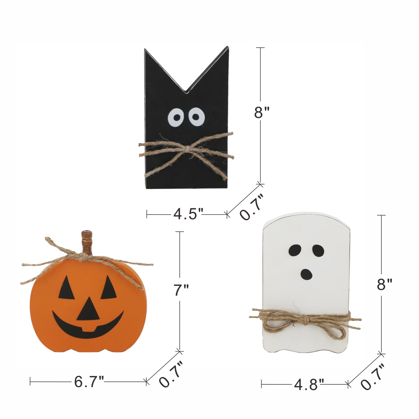 Set of 3 Halloween Table Decor - Black, Orange, White