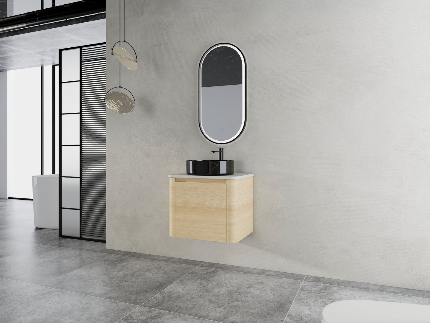 24'' Wall-Mounted Bathroom Vanity With Ceramic Art Sink &