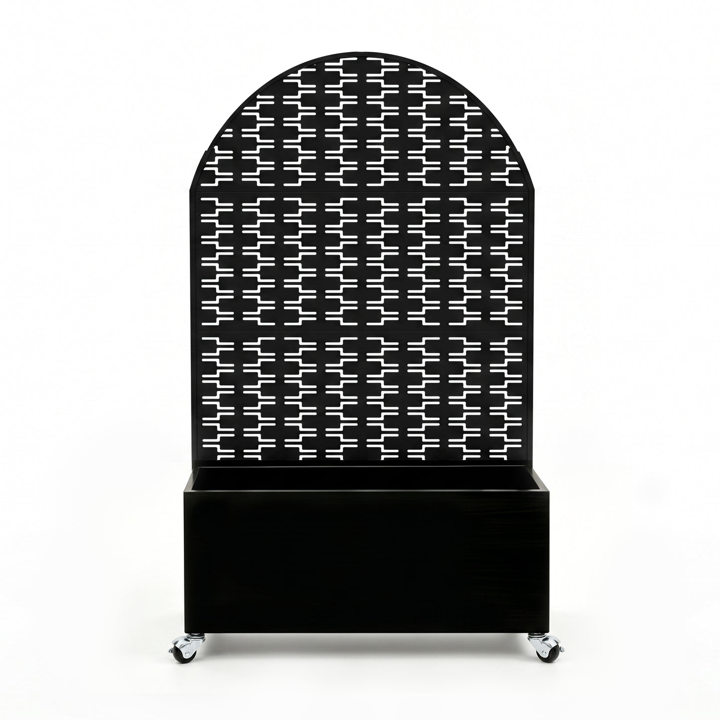Arched Decorative Privacy Screen with Planter Box - Black