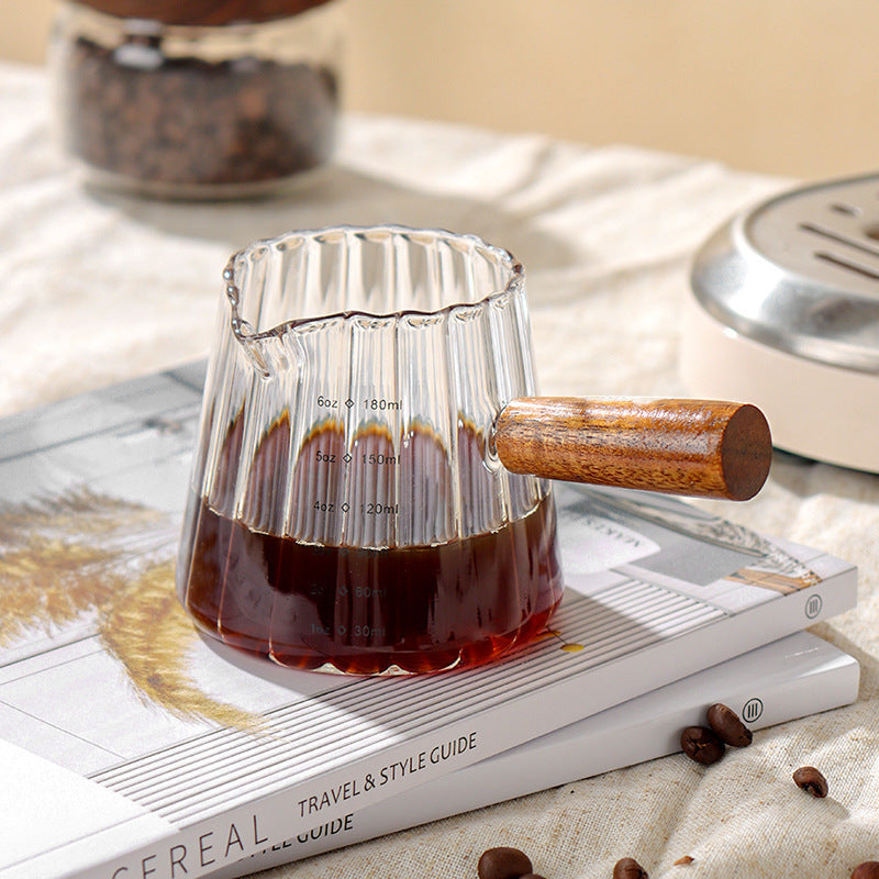 180ml Mini Glass Coffee Cup with Wooden Handle