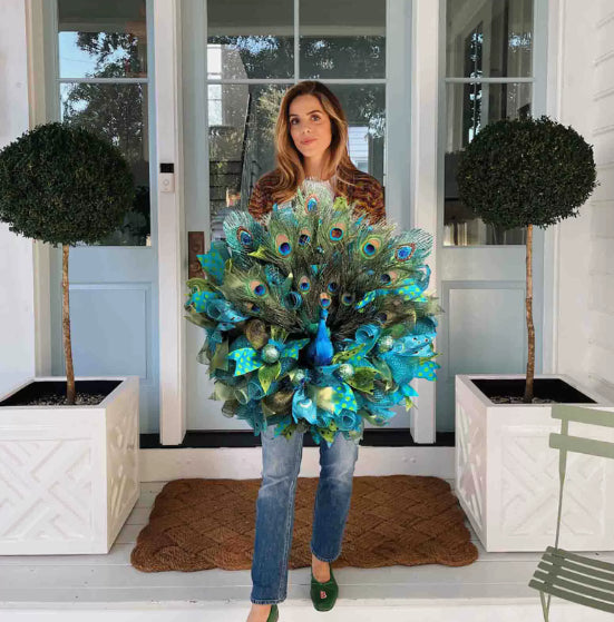 Peacock Wreath Decorative Garland for Farmhouse Home & Garden, 45cm