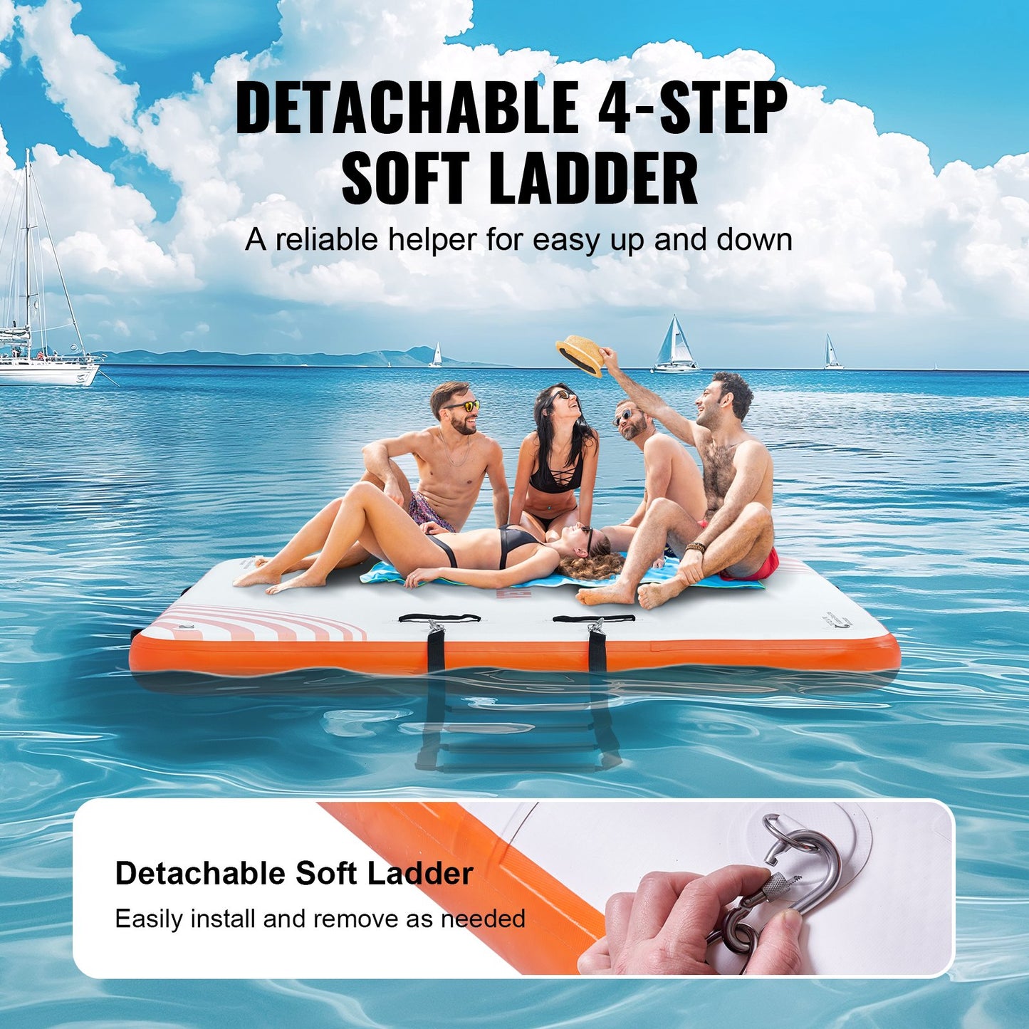 Inflatable Water Floating Dock Platform 6x5 ft with Ladder & Carrying Bag