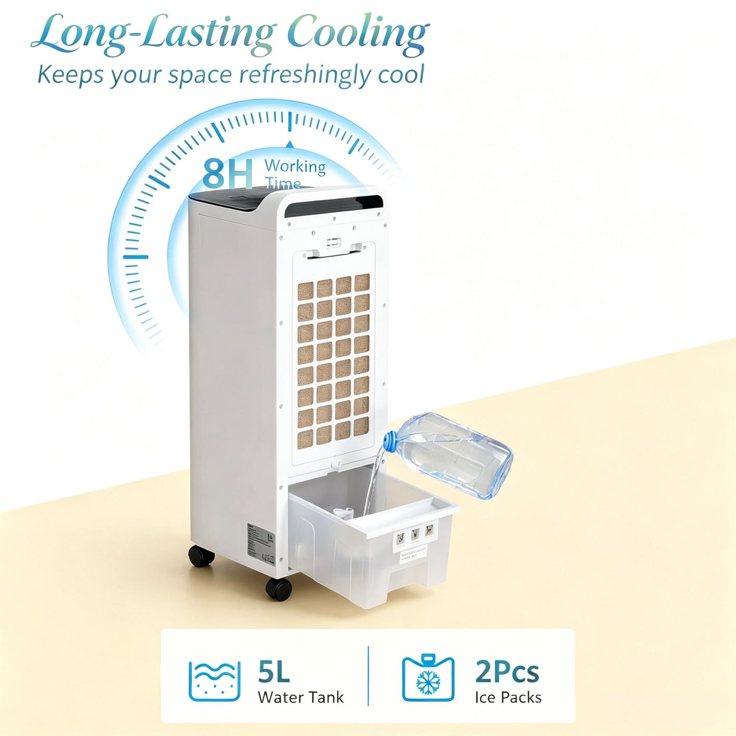 Portable Air Cooler with 3 Modes - White, Remote Control