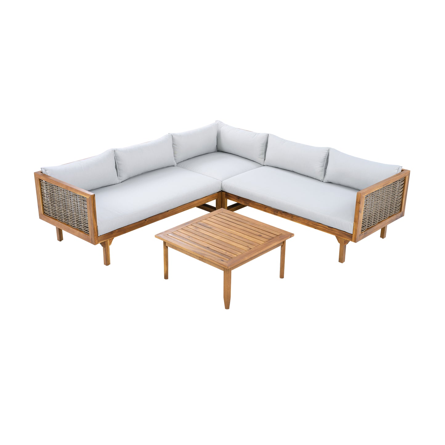Premium Outdoor Sectional Sofa Set with Waterproof Cushions - Light Gray