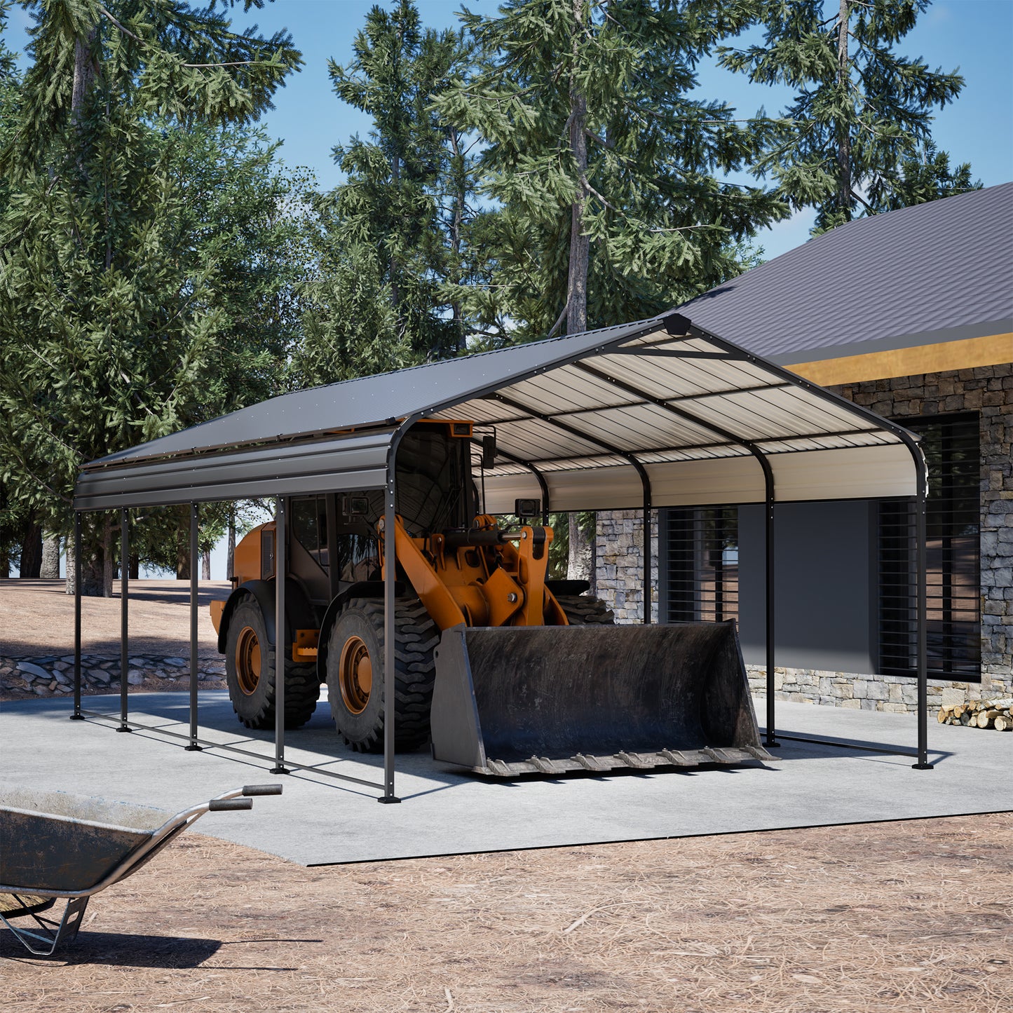12X20 FT Metal Carport, Outdoor Car Shelter All Weather, Heavy Duty