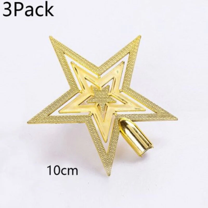 Christmas Tree Topper Star 10-20cm Electroplated Flat Five-Pointed Decoration