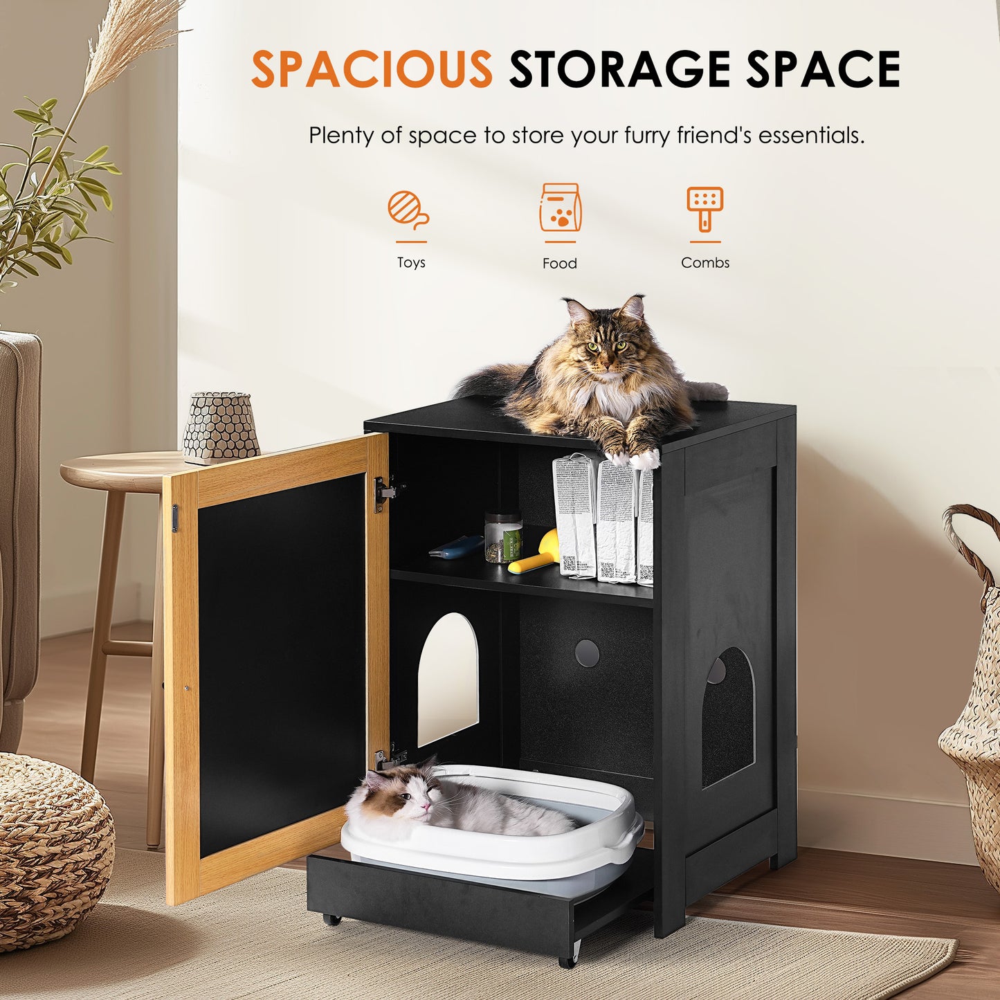 Cat Litter Box Enclosure, Hidden Washroom, Kitty End Table, Cabinet
