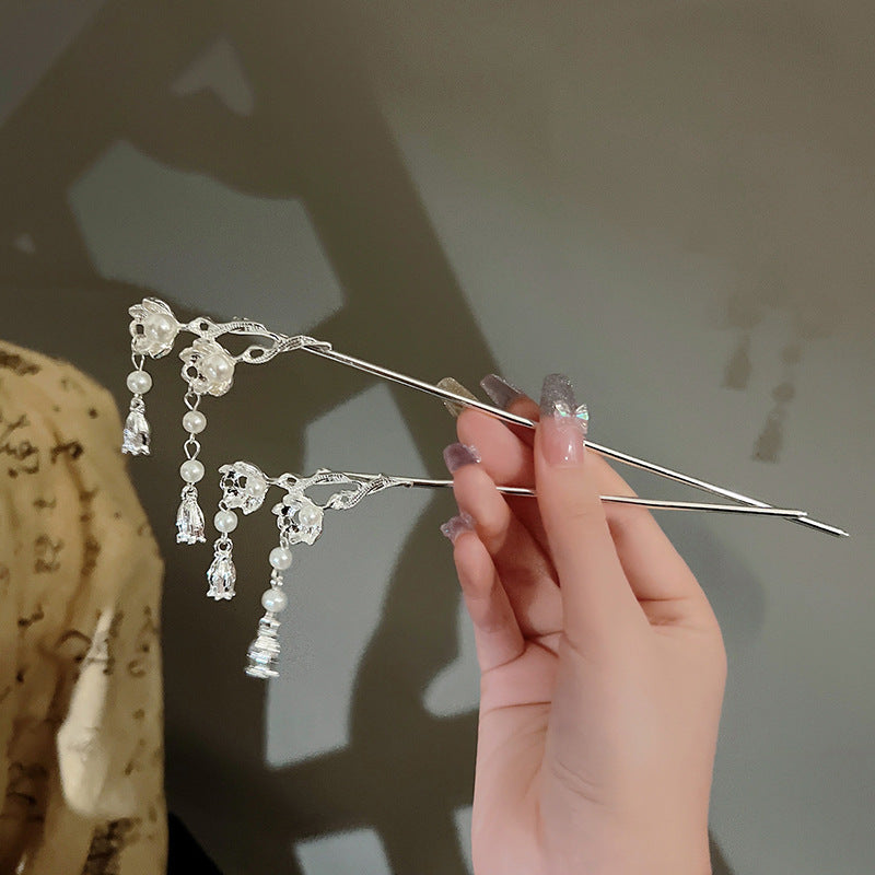 Chinese National Style Hairpin with Iris & Lily Design