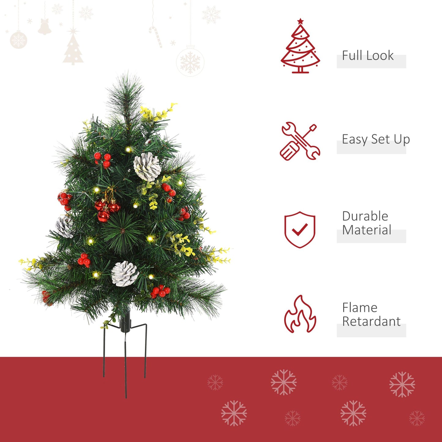 2.5ft Prelit Artificial Christmas Trees - Set of 2 with LED Lights